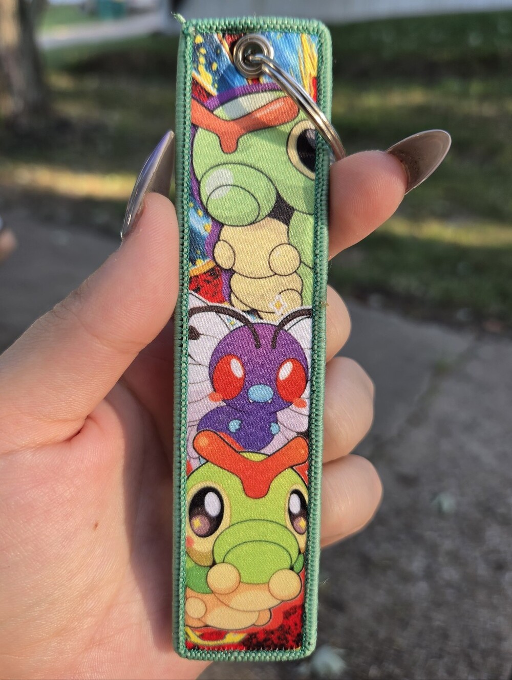 Pokemon Green & Purple Caterpie and Venonat Keychain Strap